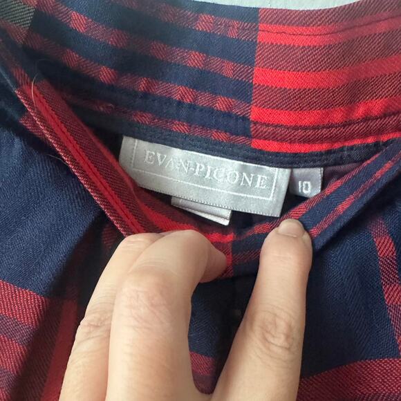 Vintage Evan-Picone Plaid Tartan Midi Skirt Dark Academia Red and Blue - Picture 3 of 4